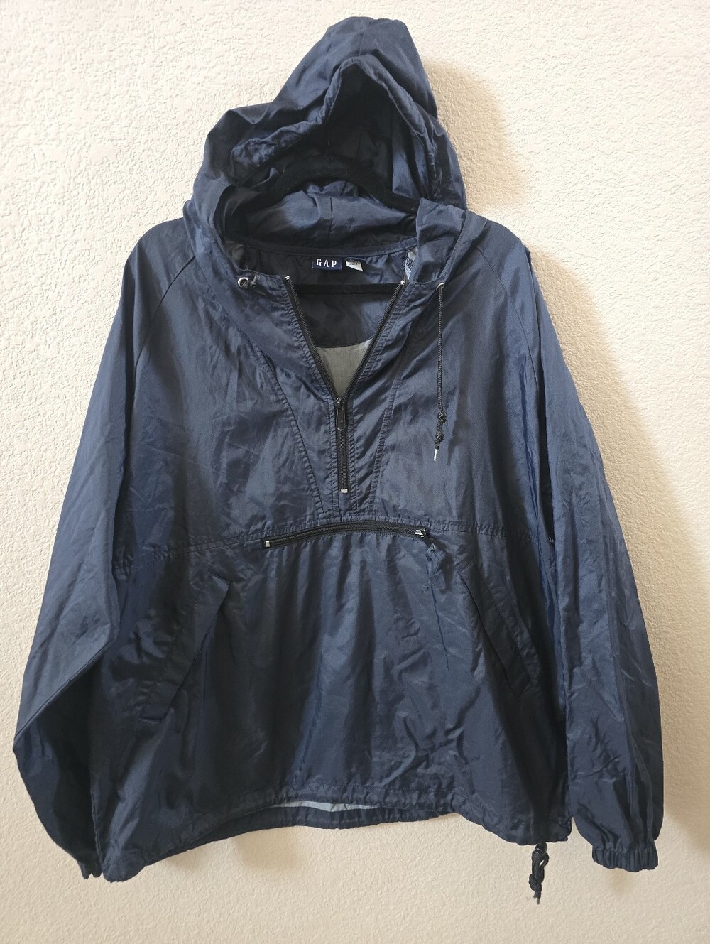 GAP Vintage Navy Hooded Pullover Windbreaker Size M